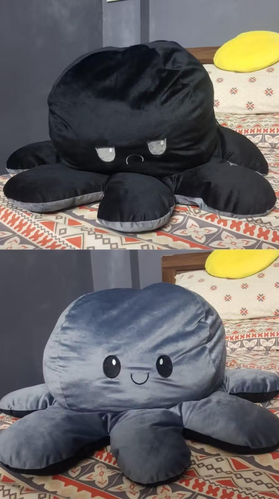 GIANT Reversible Octopus | Black-Grey | 80cm