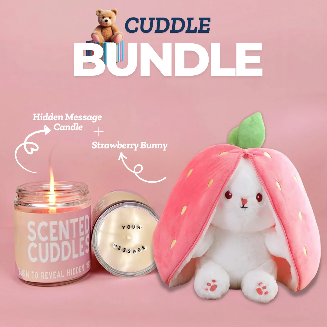 Hidden Message Candle + Strawberry Bunny 🐰(Cuddle Bundle)