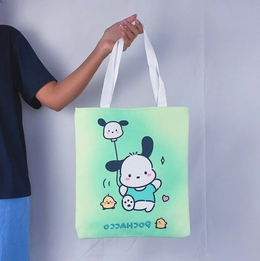 Pochacco| Tote Bag| Blue, Peach & Green