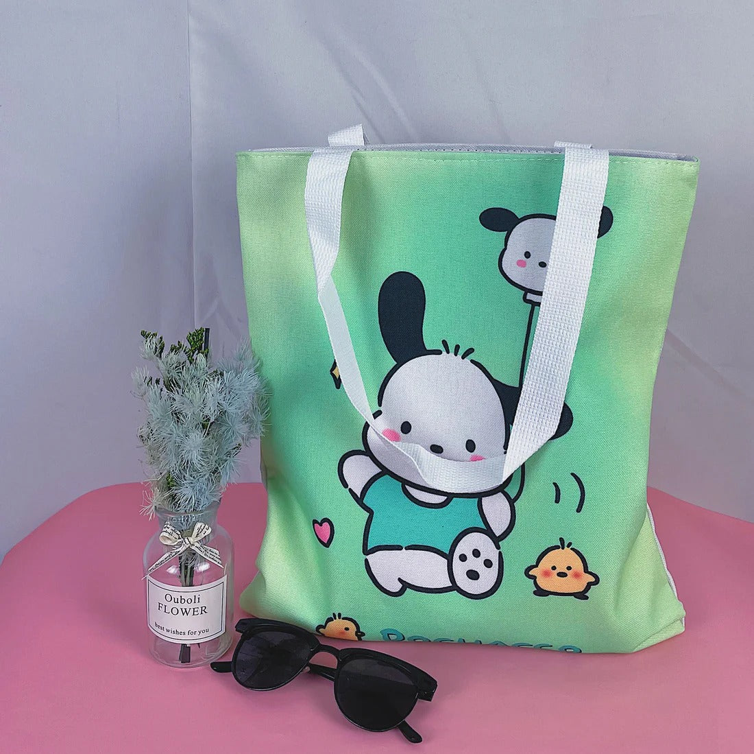Pochacco| Tote Bag| Blue, Peach & Green