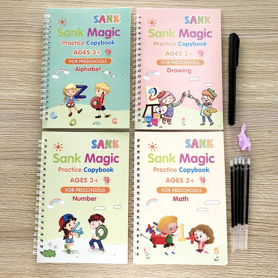 Sank Magic Book Practice [pack Of 4] | Tracing Handwriting First Preschool Baby Learning Books For Kids
