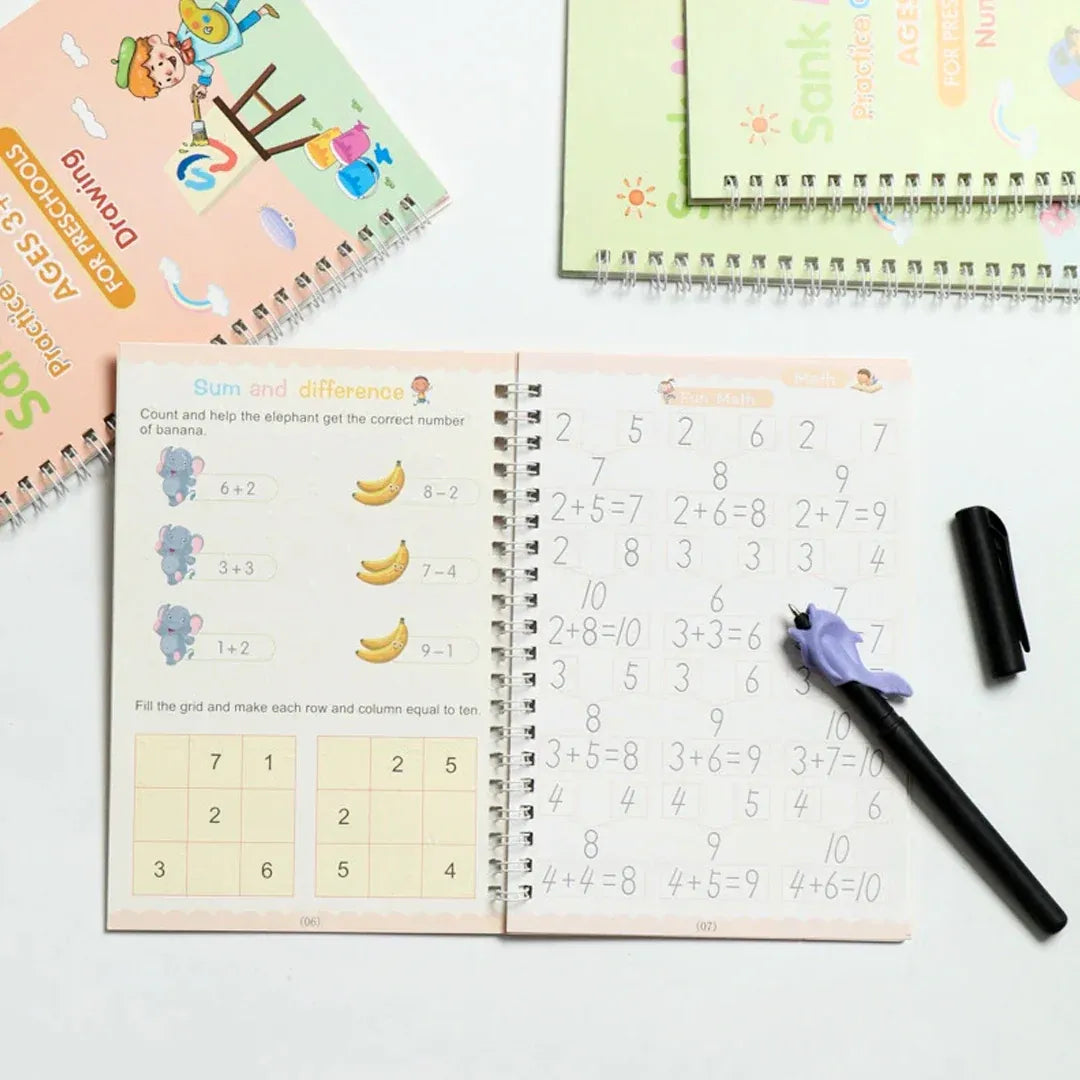 Sank Magic Book Practice [pack Of 4] | Tracing Handwriting First Preschool Baby Learning Books For Kids