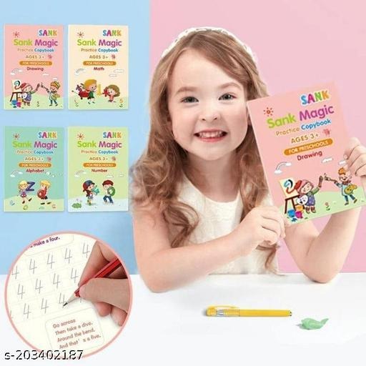 Sank Magic Book Practice [pack Of 4] | Tracing Handwriting First Preschool Baby Learning Books For Kids